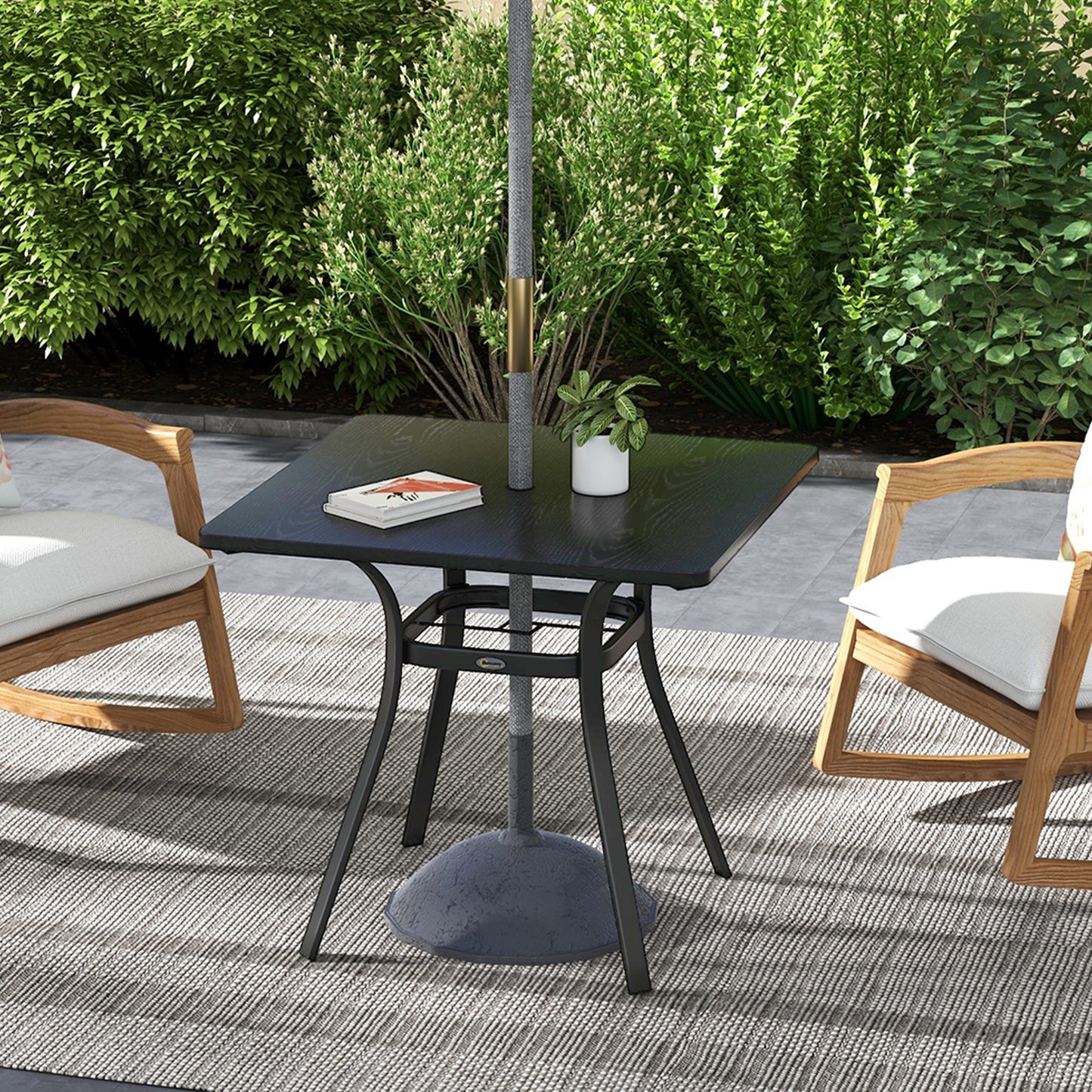 Outsunny Mesa De Jardín Con Estructura De Acero 80x80x72 Cm Negro_1
