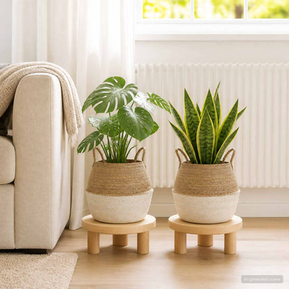 Maceta Con Asas 2 Uds. Blanco Ø 32 X 32 Cm 100% Hierba Marina_1