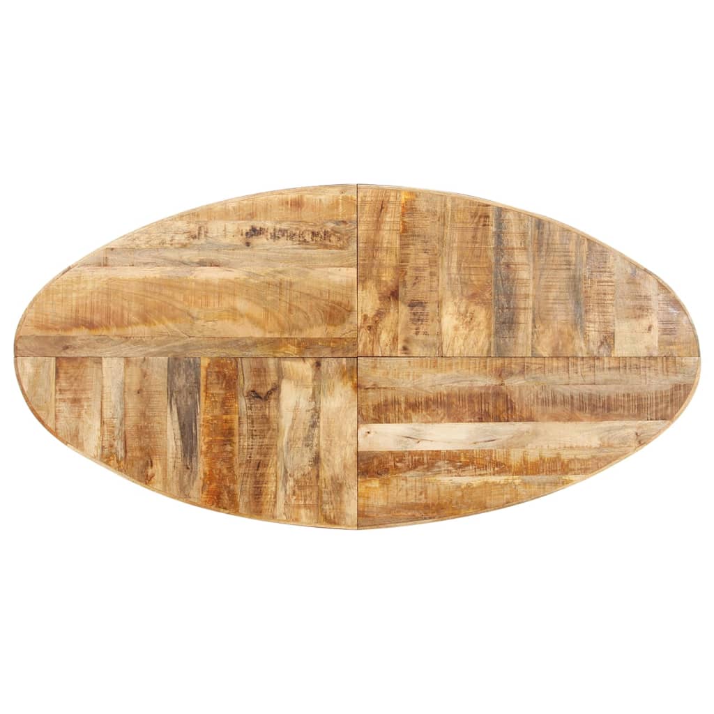 Mesa De Comedor Ovalada Madera Demango Rugosa 200x100x75 Cm_2