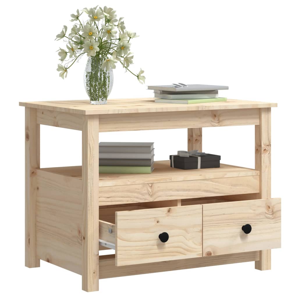 Mesa De Centro De Madera Maciza De Pino 71x49x55 Cm_4
