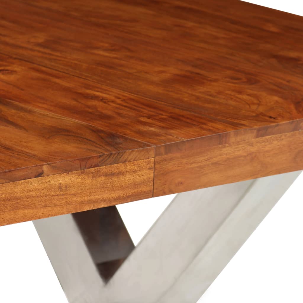Mesa De Comedor De Madera Maciza 180x90x76 Cm_2