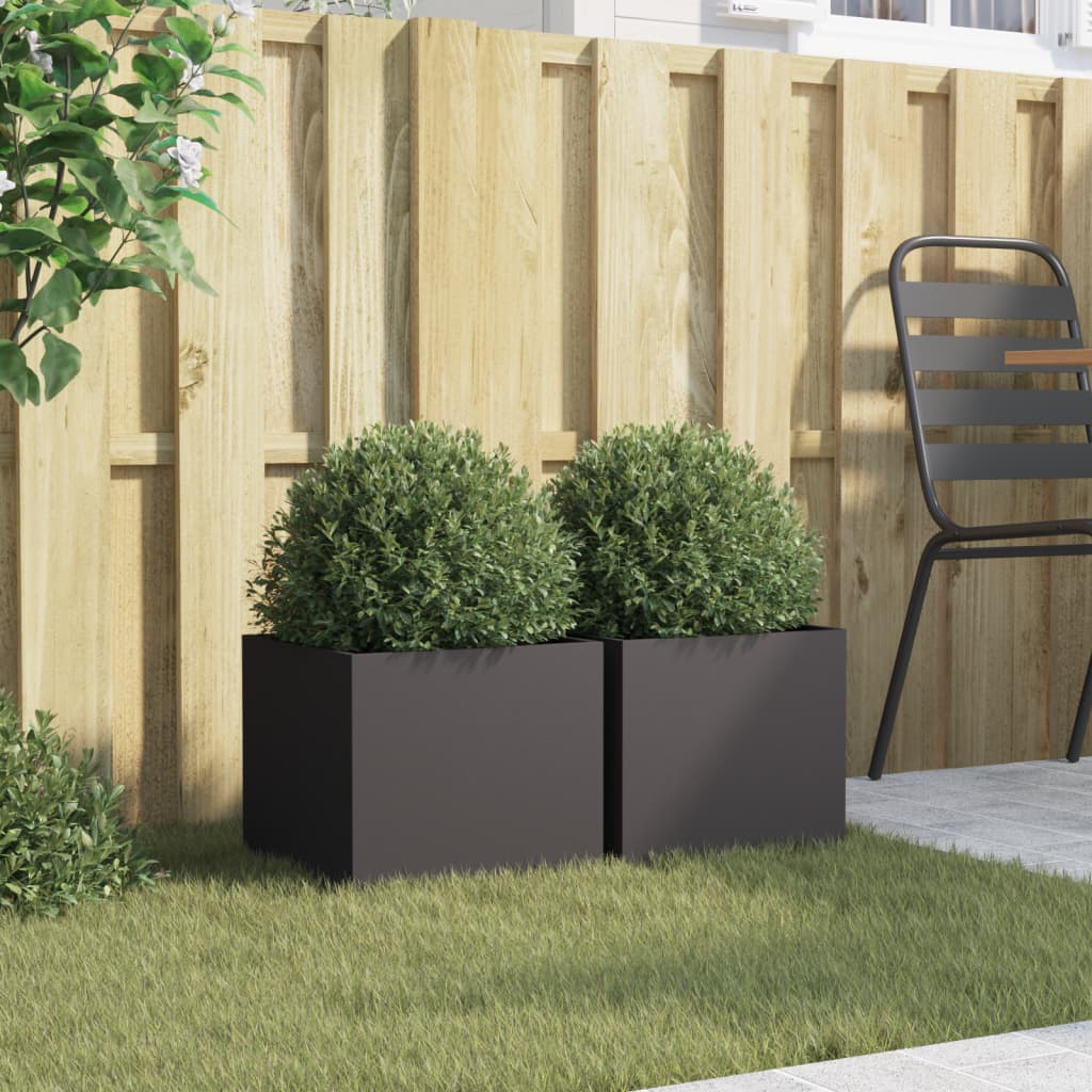 Jardineras 2 Unidades Acero Negro 32x30x29 Cm_2