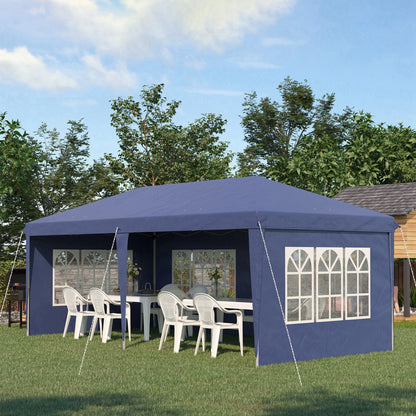 Outsunny Conjunto De 1 Carpa Plegable 6x3 M Y 2 Paredes Laterales 3x2 M Azul_1