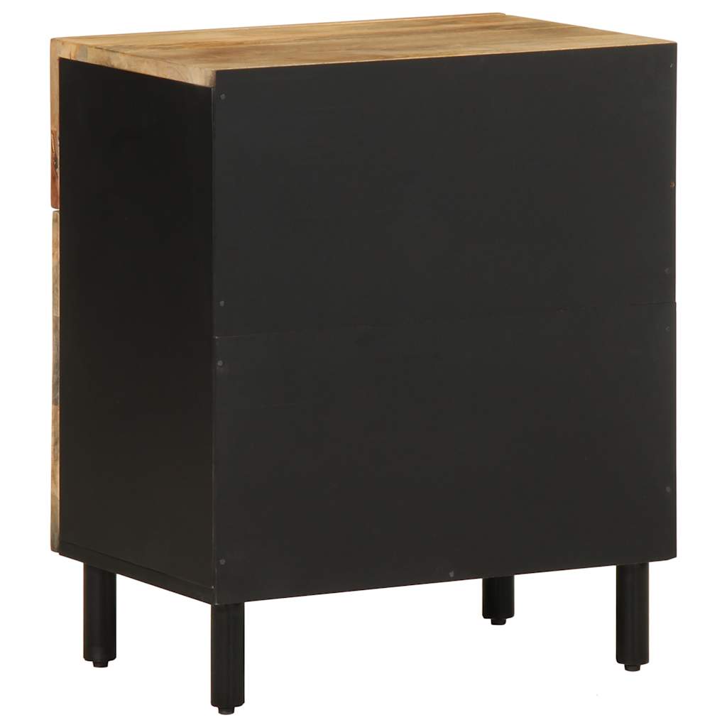 Mesita De Noche Madera Maciza De Mango Rugosa Negro 50x33x60 Cm_3