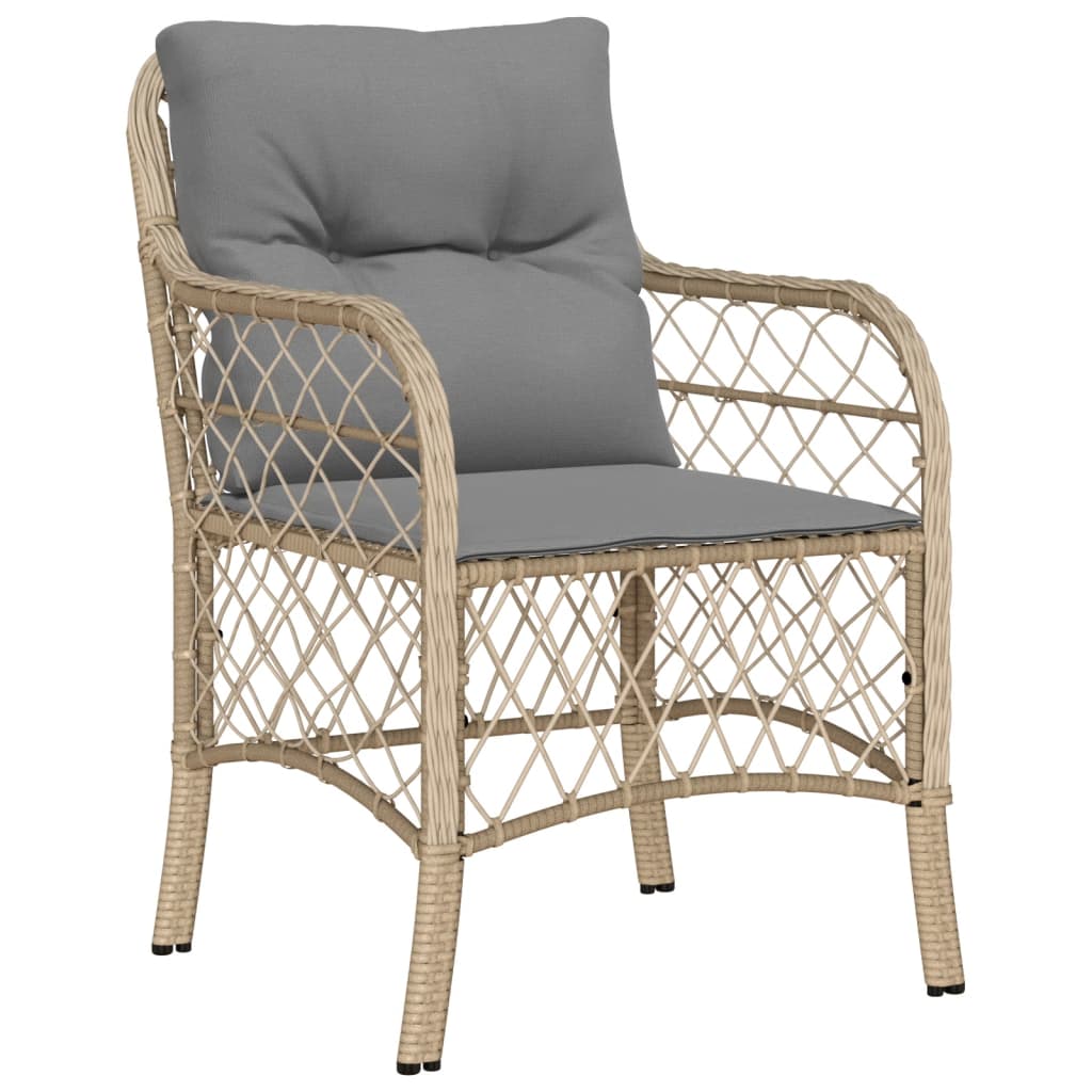 Sillas Y Mesita De Jardín 3 Piezas Ratán Sintético Cojín Beige / Vetonek_2