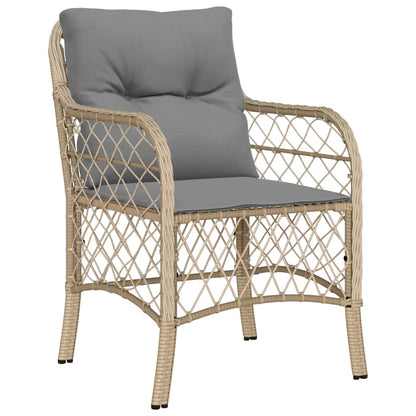 Sillas Y Mesita De Jardín 3 Piezas Ratán Sintético Cojín Beige / Vetonek_2