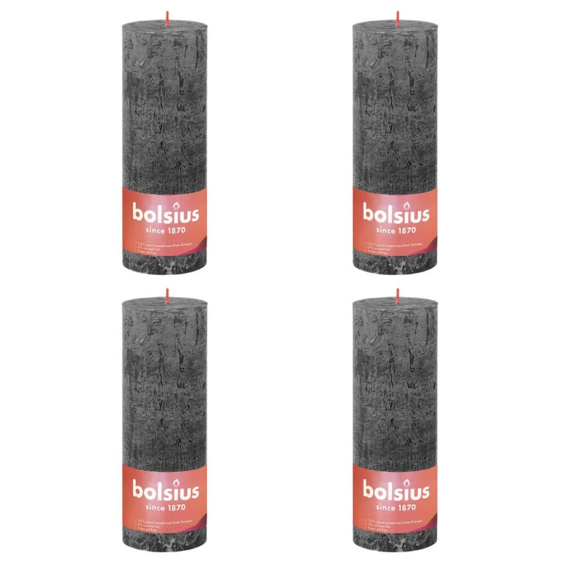 Bolsius Velas Rústicas Shine 4 Unidades Gris Tormentoso 190x68 Mm_0