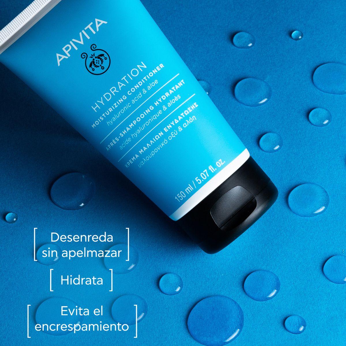Condicionador hidratante para todos os tipos de cabelo com ácido hialurónico e aloé vera, APIVITA 150 ml