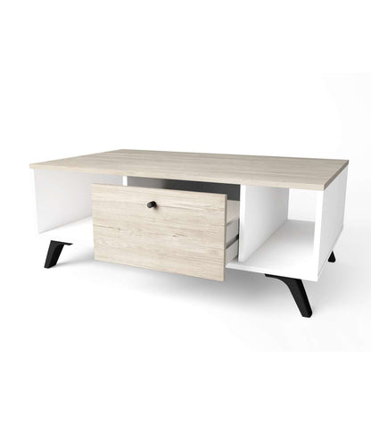 Mesa De Centro 1 Cajón Modelo Samira Acabado Sahara/blanco, 100cm(ancho) 60cm(fondo) 38.8_4
