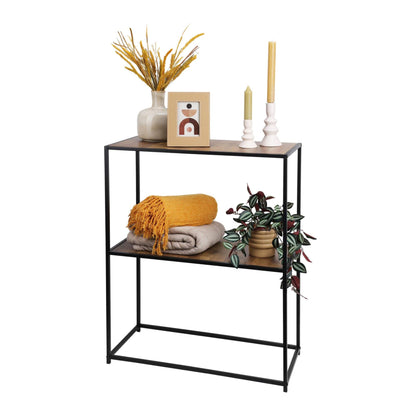 Well Home Mesa Auxiliar De Hierro Con Estantes De Mdf 70x31x85cm_0