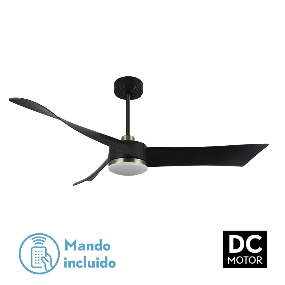 Ventilador Dc Tempel 26w Negro/cuero 3 Aspas 132d 6vel. 3000k, 4000k, 6500k 2950lm C/remoto, Memoria Y Temporizador_0