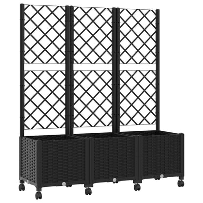 Jardinera Con Enrejado Y Ruedas Negro 120 X 40 X 146 Cm Pp_0