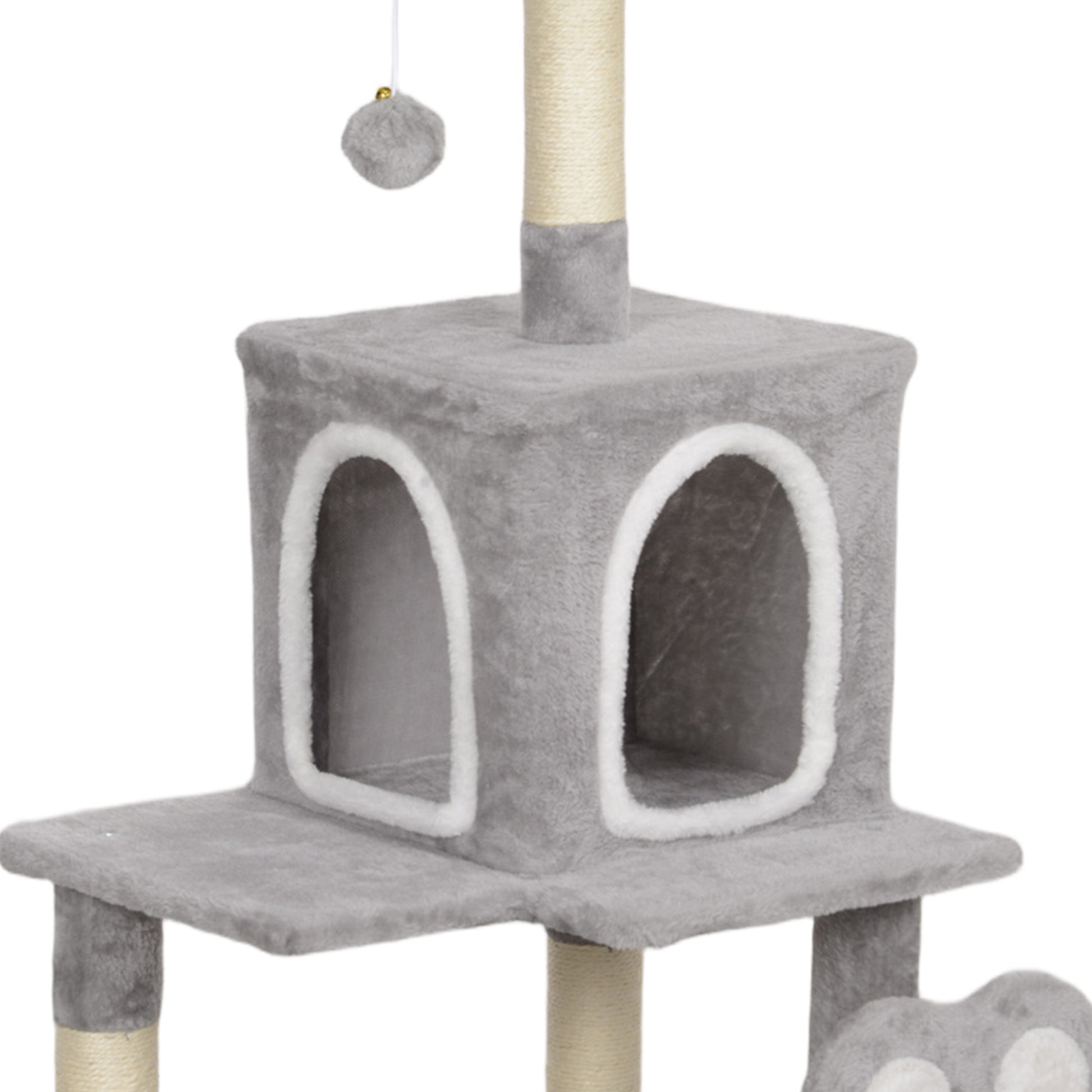 Pawhut Árbol Rascador Para Gatos 110 Cm Con Almohadilla De Rascado Gris Claro_3