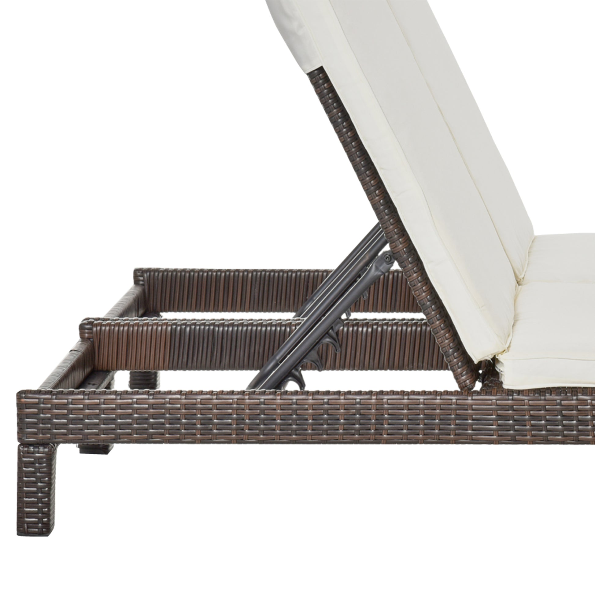 Outsunny Tumbona De Ratán 2 Plazas Con Respaldo Regulable 220 Kg Marrón_3