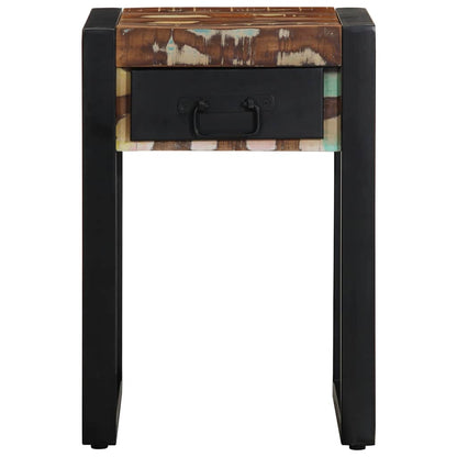 Mesa Auxiliar Multicolor 35x35x50 Cm Madera Maciza Reciclada_0