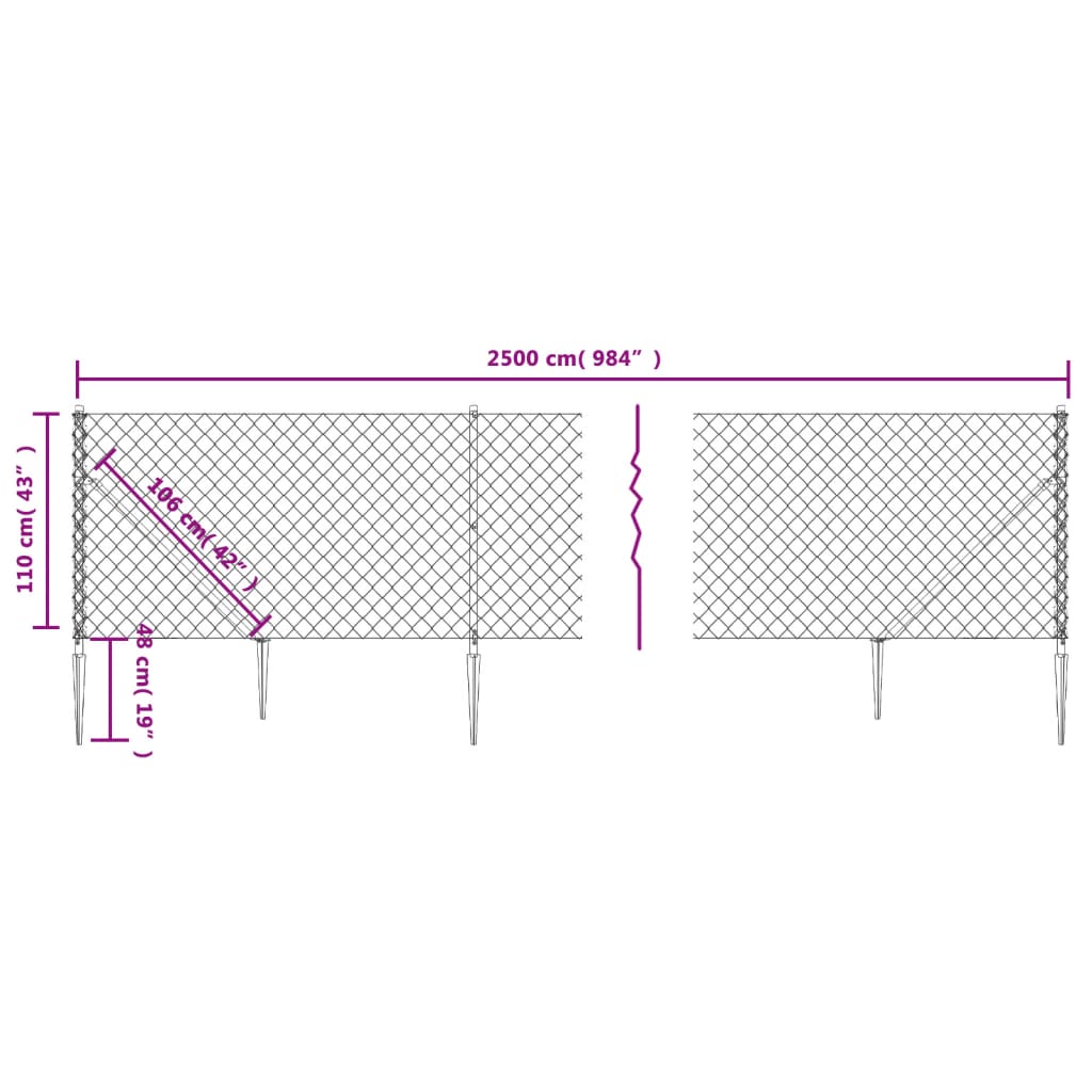 Cerca De Alambre Con Pinchos De Anclaje Plateado 1,1x25 M / Vetonek_2