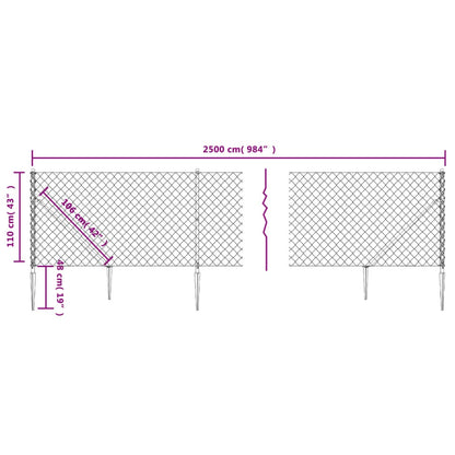 Cerca De Alambre Con Pinchos De Anclaje Plateado 1,1x25 M / Vetonek_2
