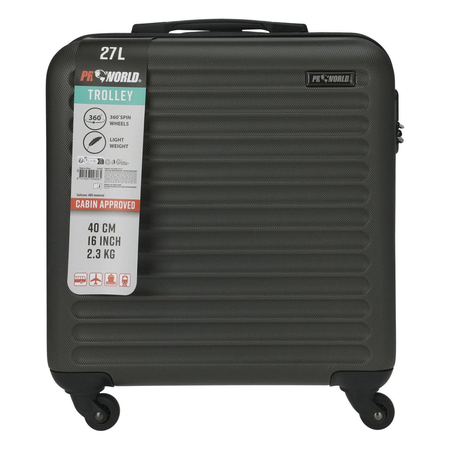 Well Home Maleta Trolley Abs De 16'' Con 4 Ruedas Color Negro_5