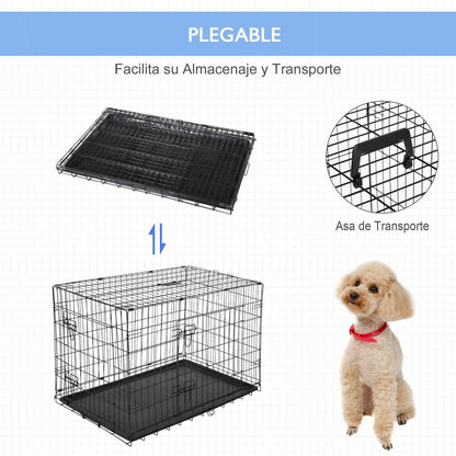 Gaiola para cães PawHut 122x77x82 cm - Preta
