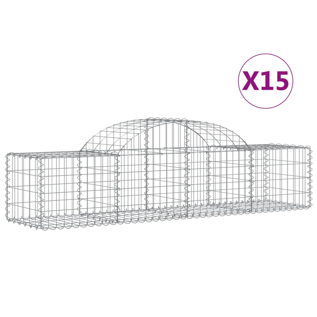 Cestas Gaviones 15 Uds Forma De Arco Hierro 200x50x40/60 Cm_0