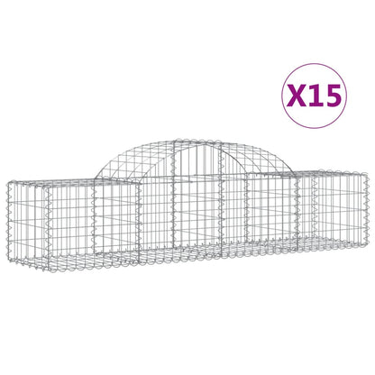 Cestas Gaviones 15 Uds Forma De Arco Hierro 200x50x40/60 Cm_0