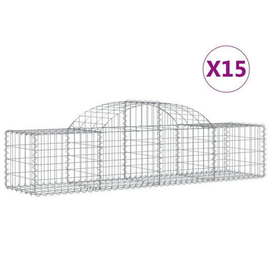 Cestas Gaviones 15 Uds Forma De Arco Hierro 200x50x40/60 Cm_0