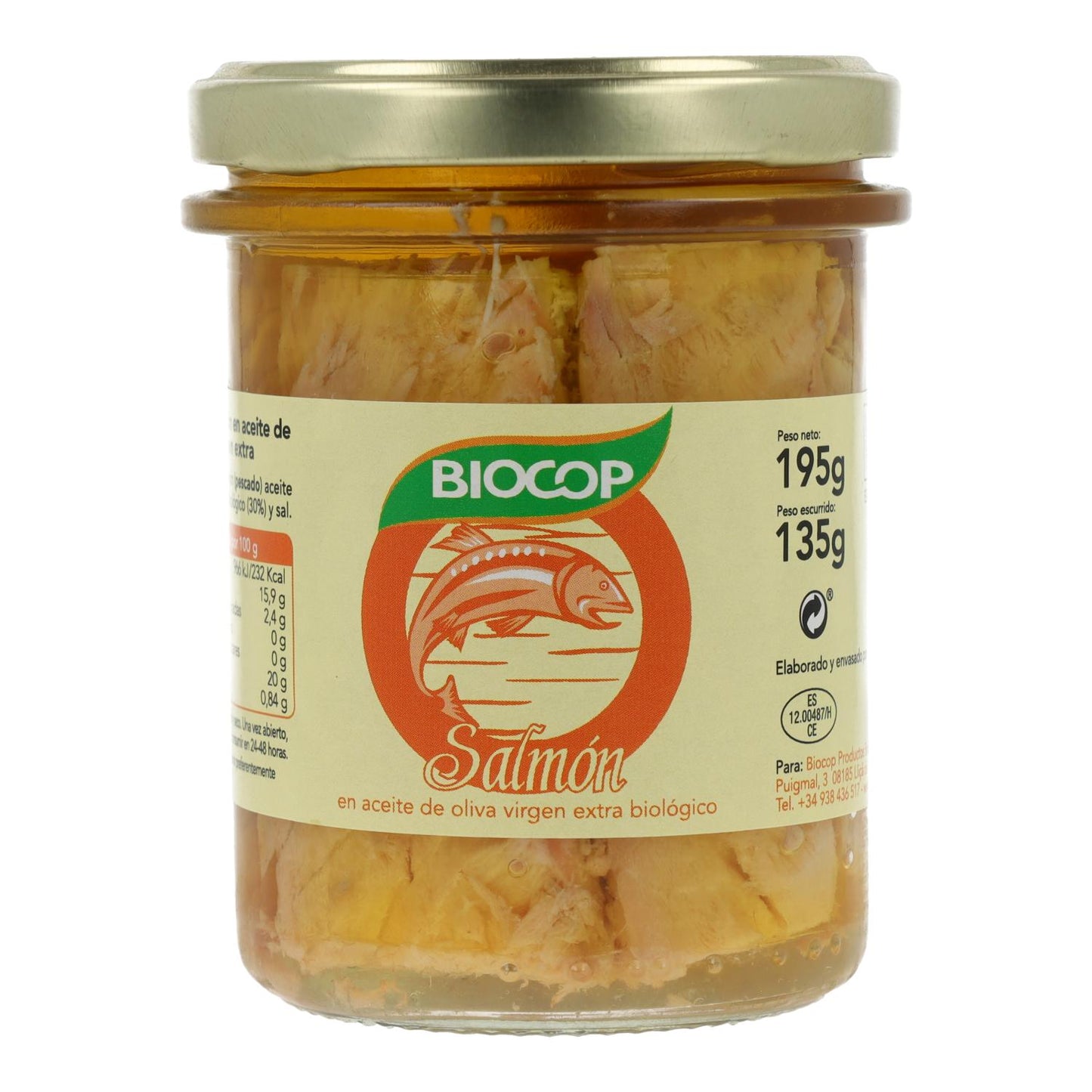 Filetes Salmón Bio en conserva Biocop 195g