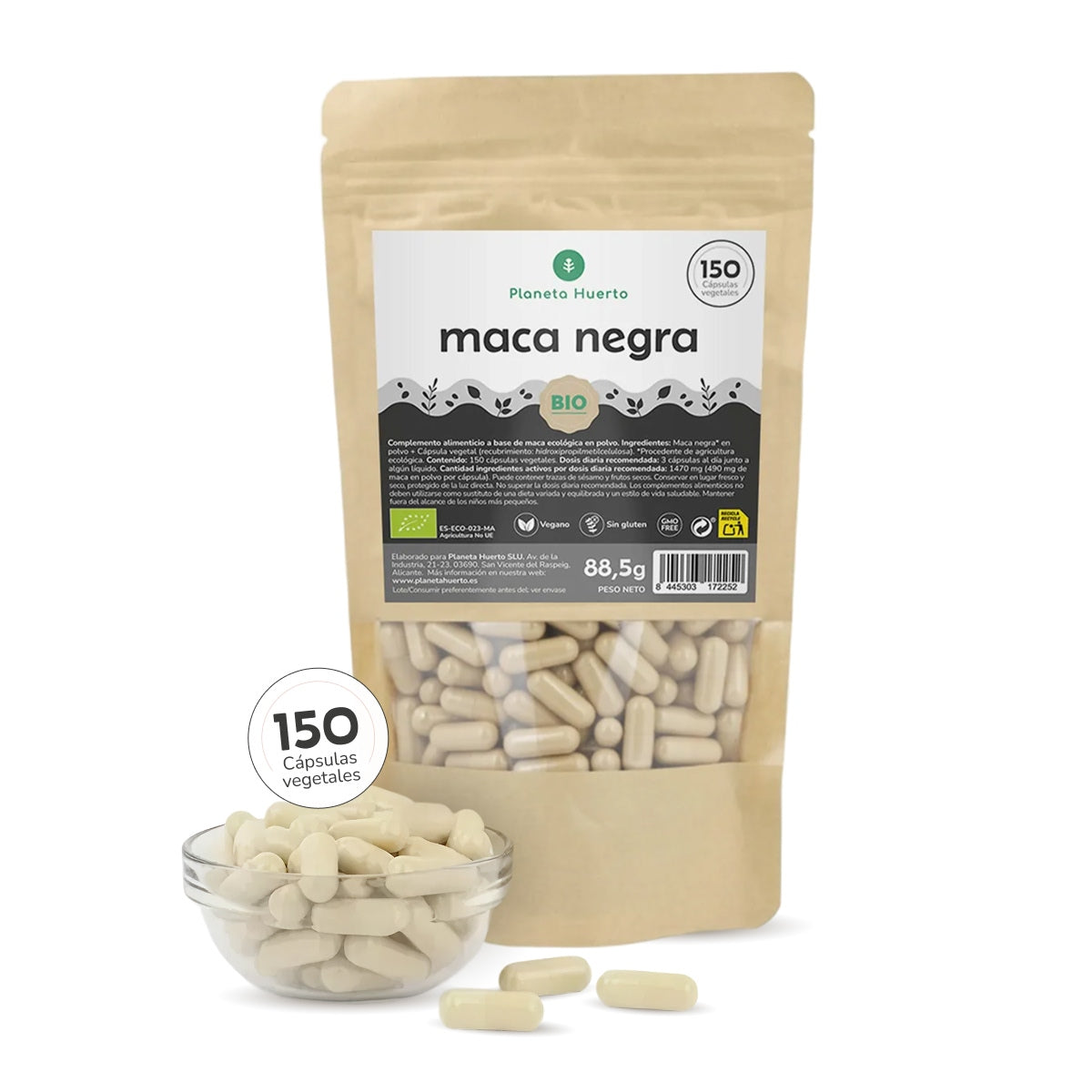 ORGANIC Black Maca Planeta Huerto 150 cápsulas
