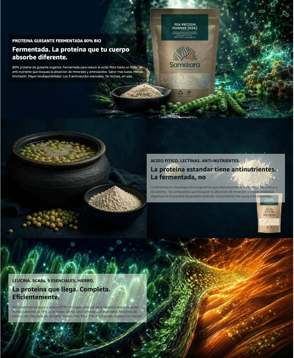 Proteína De Guisante Fermentada Bio - 3kg | Proteína Vegetal Ecológica Vegana Para Batidos Y Repostería_3