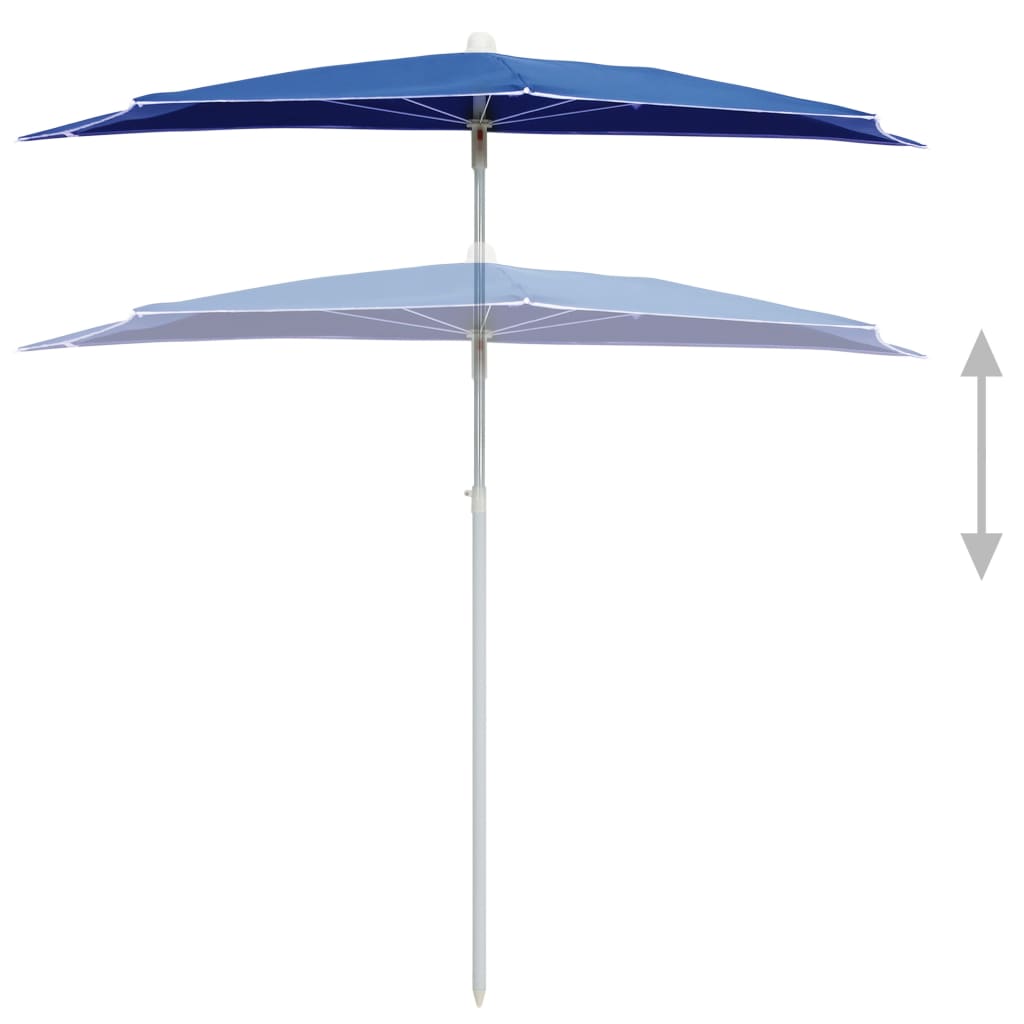 Sombrilla De Jardín Semicircular Con Palo Azul Azure 180x90 Cm_2