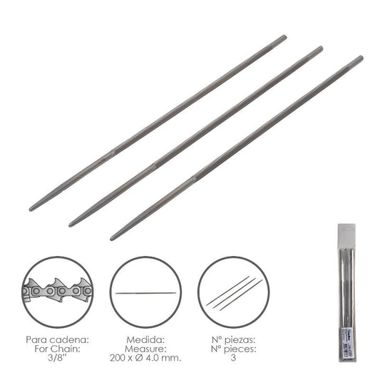 Limas Cadena Motosierra 200 X Ø 4.0 Mm. 3/8 Lp (pack 3 Piezas)_0