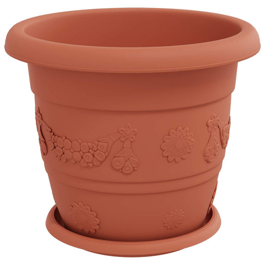 Macetas 24 Uds. Rojo Ladrillo Ø 30 X 25 Cm Plástico_0