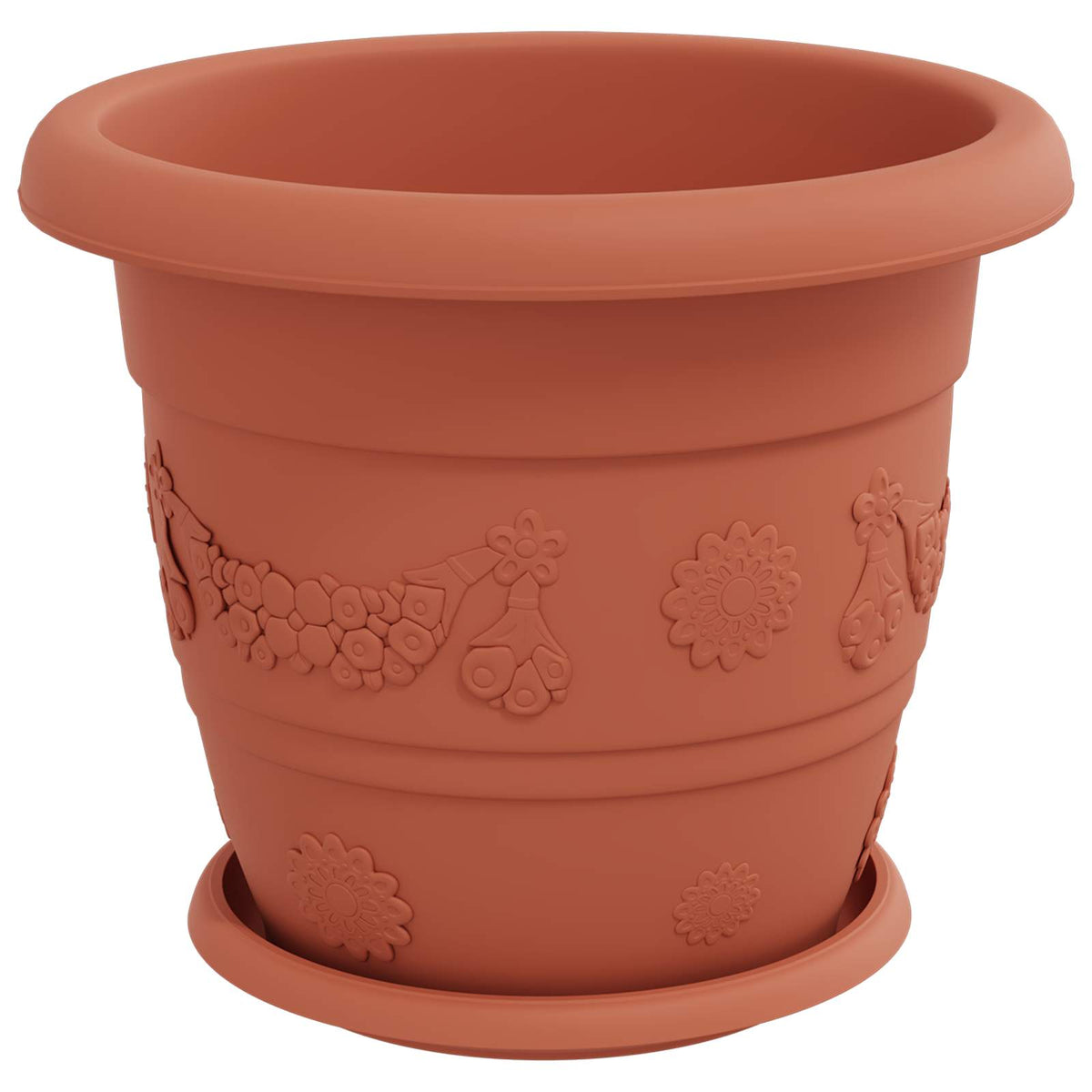 Macetas 6 Uds. Rojo Ladrillo Ø 30 X 25 Cm Plástico_4