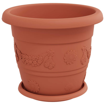 Macetas 6 Uds. Rojo Ladrillo Ø 30 X 25 Cm Plástico_4