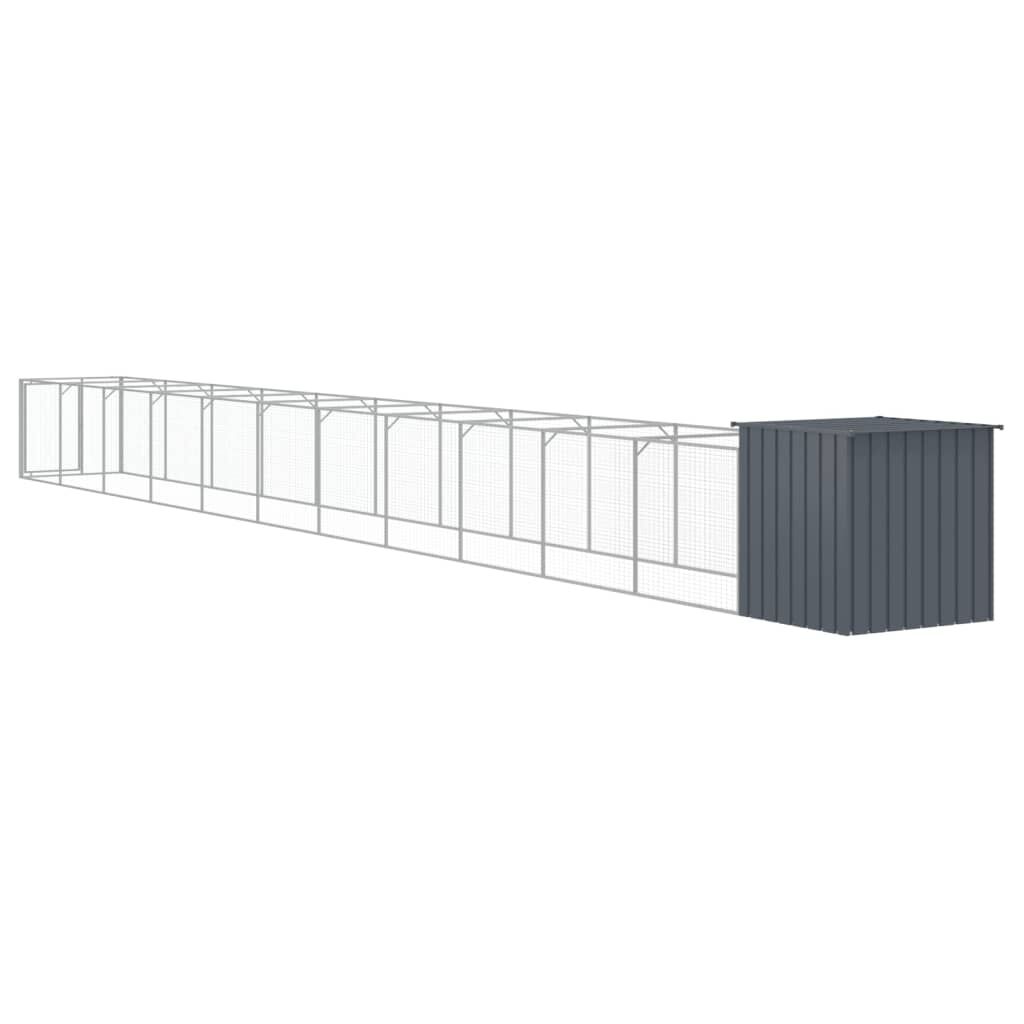 Vidaxl Caseta Perros Con Corral Acero Galvanizado Gris 110x1221x110 Cm_4