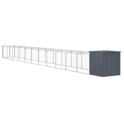 Vidaxl Caseta Perros Con Corral Acero Galvanizado Gris 110x1221x110 Cm_4