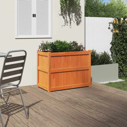 Jardinera Exterior Madera Maciza Pino Marrón Cera 90x50x70 Cm_2