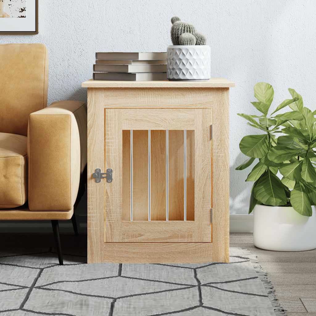 Jaula Para Perros Madera De Ingeniería Roble Sonoma 55x75x65 Cm_2