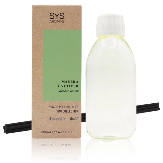 Recambio Mikado Madera Y Vetiver 1991 200 ml con Varillas | Aroma Amaderado y Elegante | Refill Difusor | Larga Duración_0