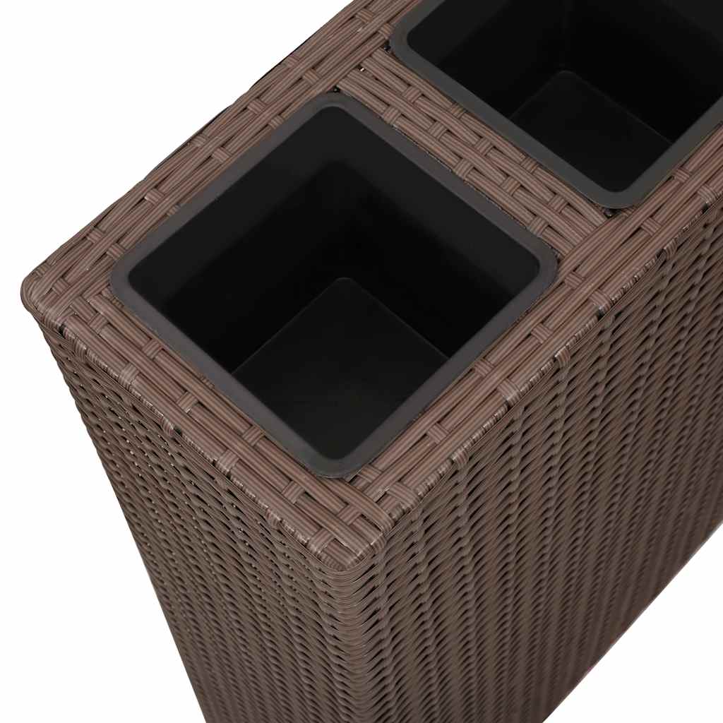 Jardinera Alta Con 4 Macetas 2 Uds Ratán Sintético Marrón_5