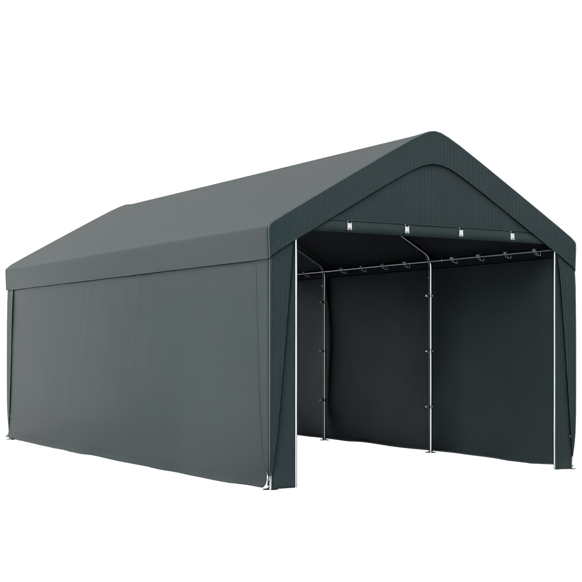 Outsunny Carpa Garaje 6x3 M Impermeable Con Paredes Laterales Desmontables Gris_1