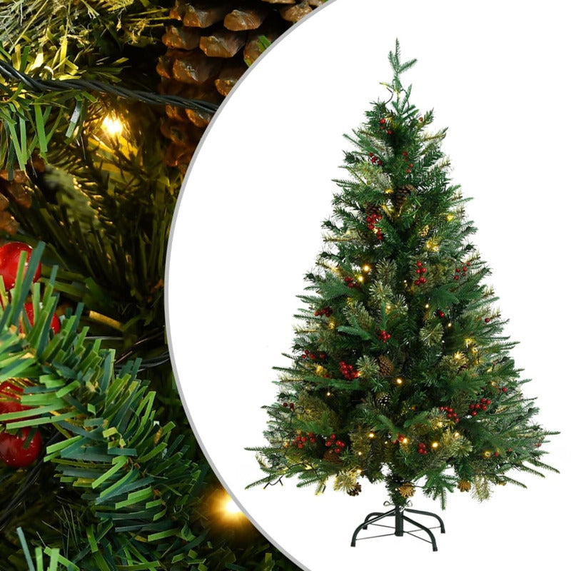 Vidaxl Árbol De Navidad Con Luces Y Piñas Pvc Con Pe Verde 120 Cm_0