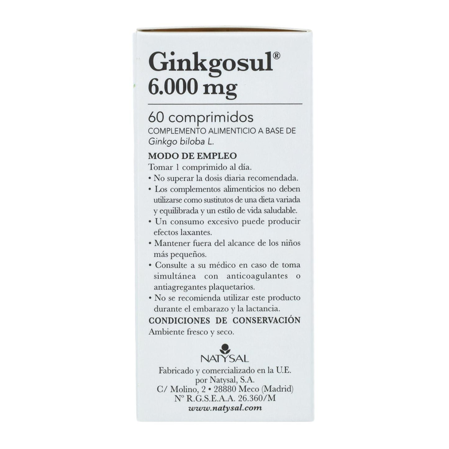 Ginkgosul Natysal 60 Cápsulas