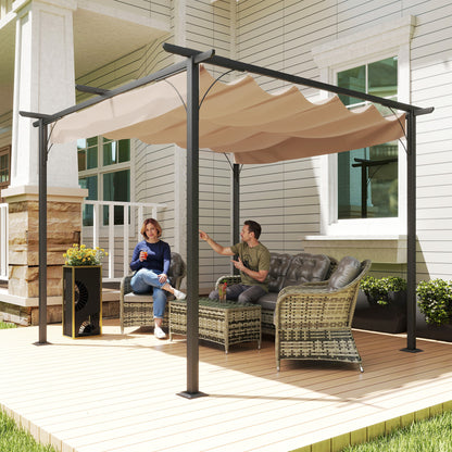 Outsunny Pérgola De Metal 3x3m Gazebo Cenador Para Jardín Patio Con Techo_4