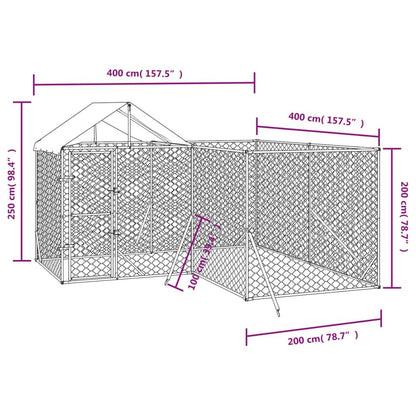 Vidaxl Perrera De Exterior Con Techo Acero Galvanizado Plata 4x4x2,5 M_2