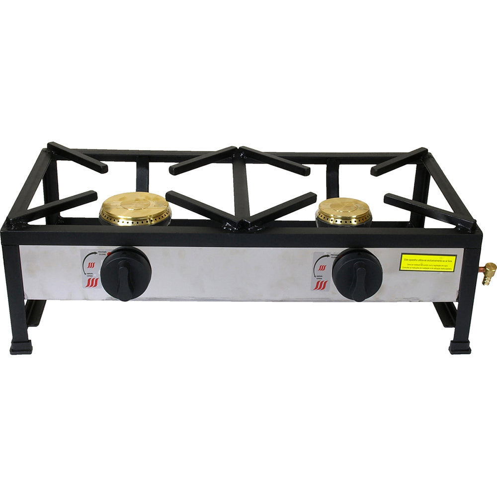Cocina Portátil A Gas - 2 Fuegos - Ø 100/80 Mm - 80x40 Cm_0