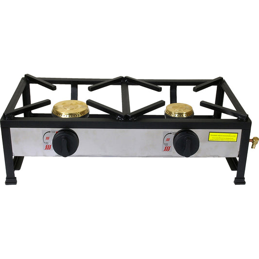 Cocina Portátil A Gas - 2 Fuegos - Ø 100/80 Mm - 60x30 Cm_0