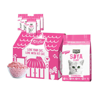 Pack de 6 Kit Cat Arena Eco SoyaClump - Areia para gatos Morango 7 L
