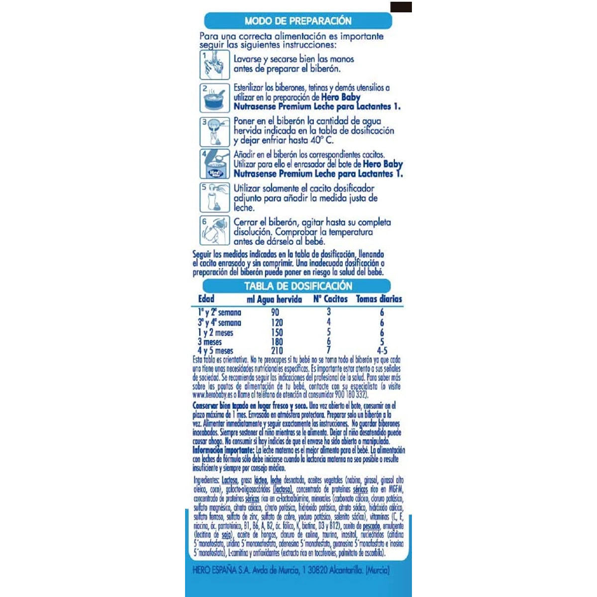 Embalagem de 3 leites infantis Nutrasense Premium 1, Hero Baby, 800 g