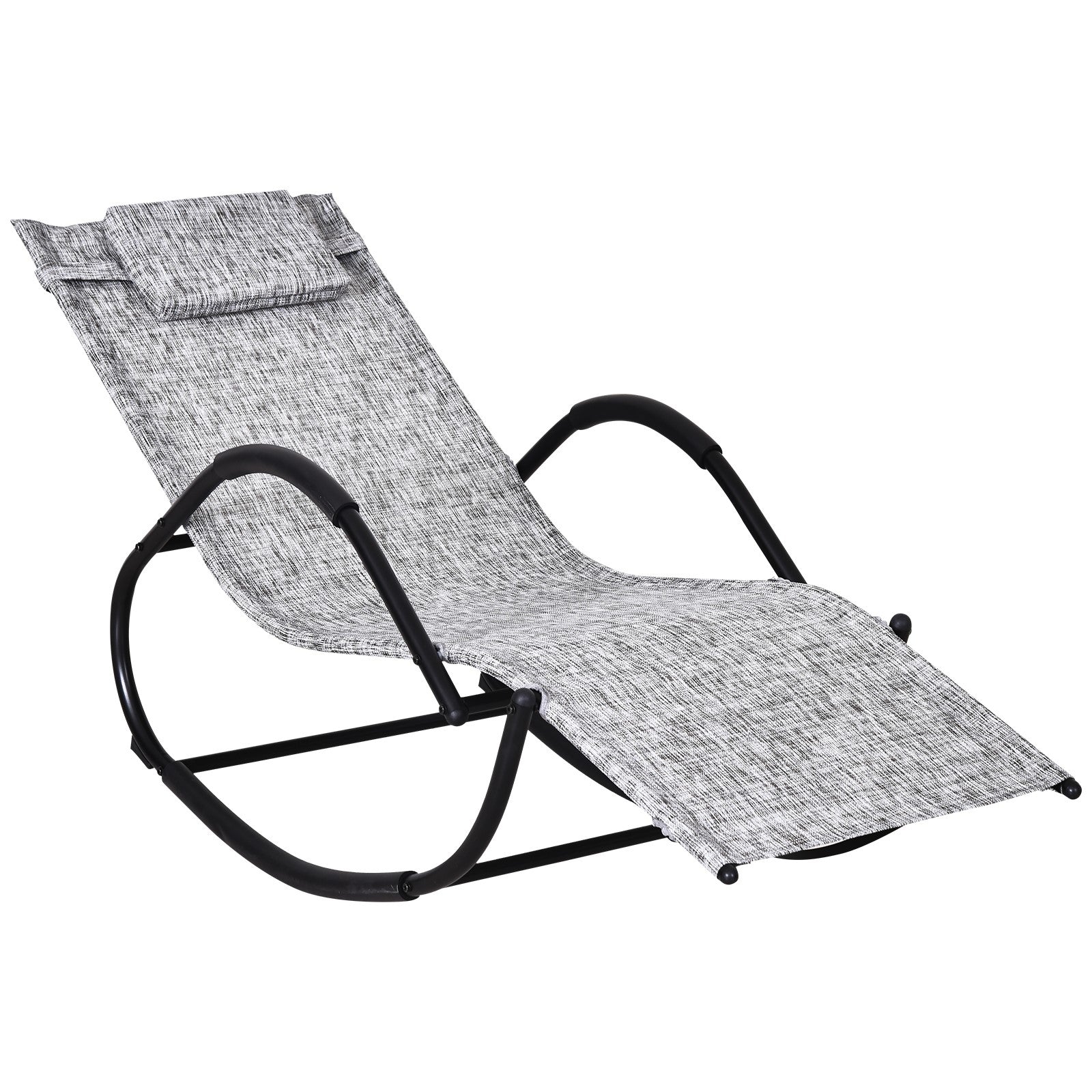 Outsunny Tumbona Para Jardín Mecedora Con Reposabrazos Para Exterior Gris_0